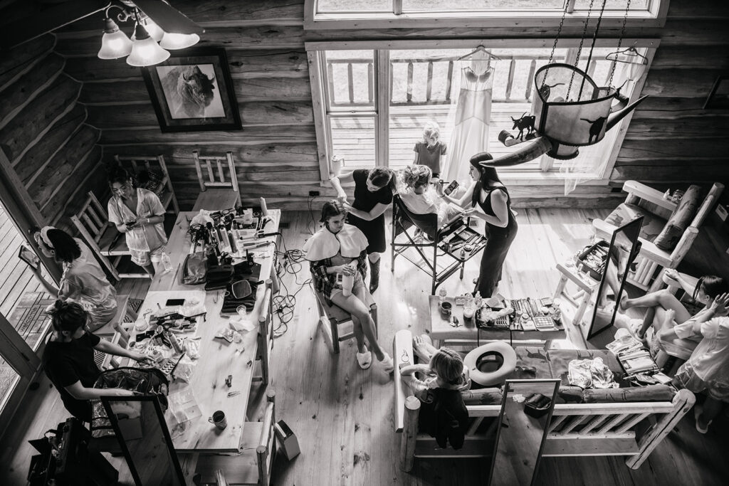 Tanya's team hard at work - the best Jackson Hole makeup artist team in the west.