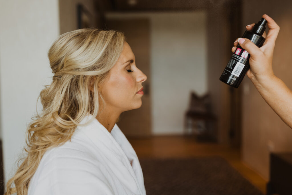 Getting ready for her wedding day with bridal beauty packages from Tanya in Jackson Hole